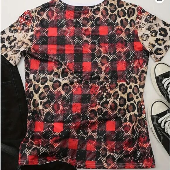 NEW! Boho TEACHER Leopard Print Buffalo Plaid T Shirt School Teaching Love Hip - Picture 2 of 5